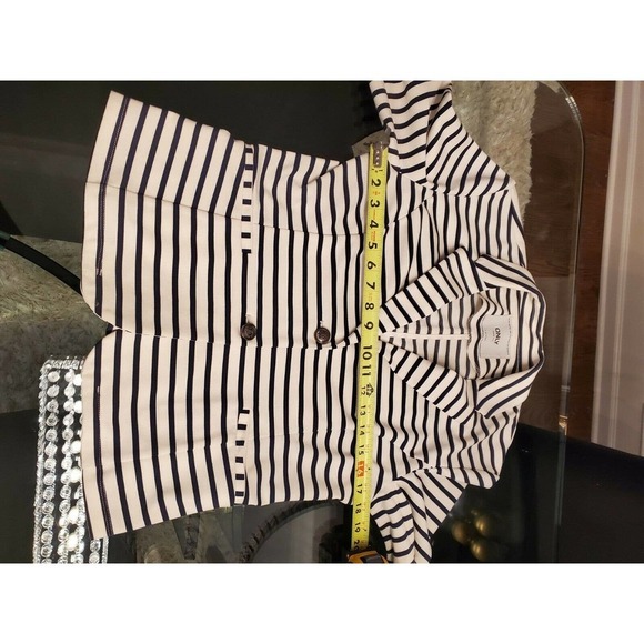 Only Women's Blue & White Two Buttons Long Sleeve Single Breasted Fitted Blazer - Picture 10 of 11